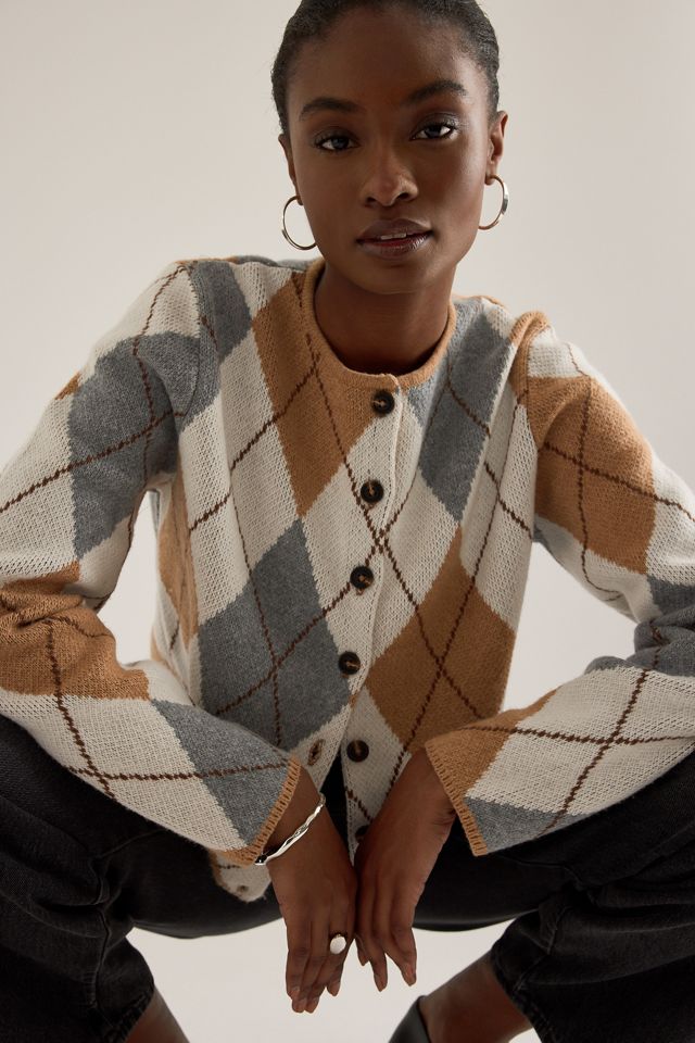 ALIGNE Cardigan duveteux à motif argyle en mérinos Aggie #4