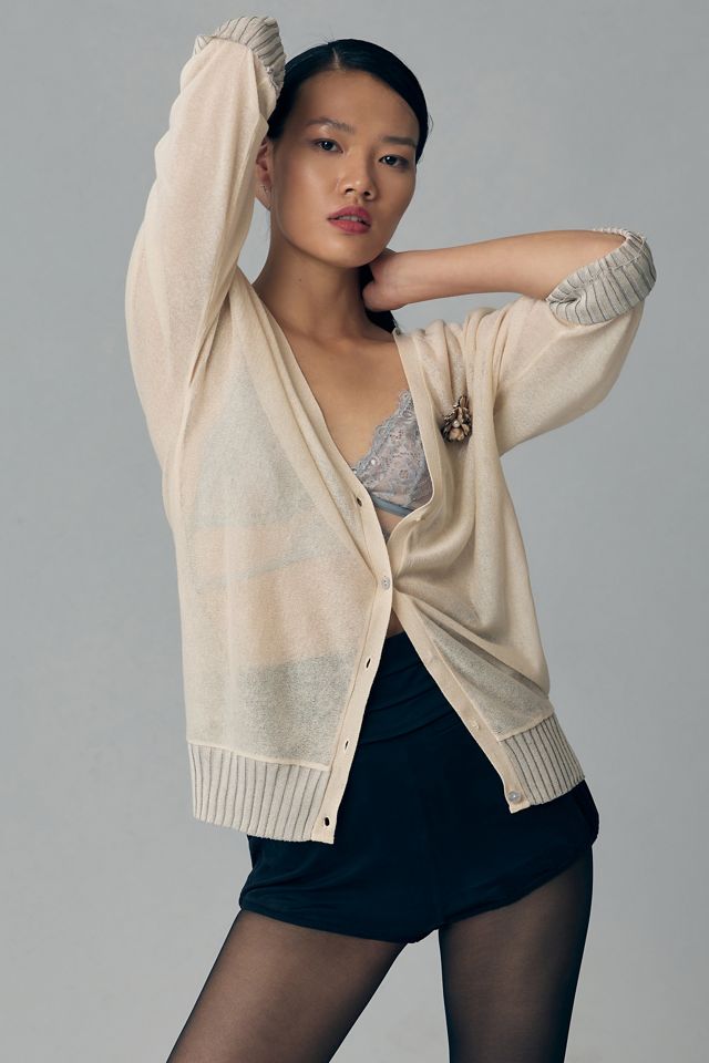 By Anthropologie Sheer Shine Cardigan Sweater #1