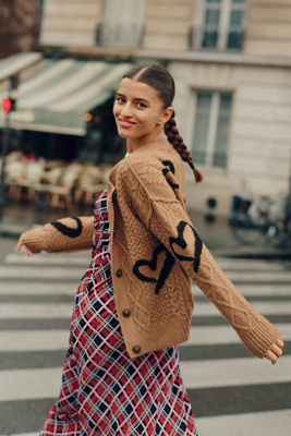 Maeve Graphic Intarsia Cardigan Sweater | Anthropologie