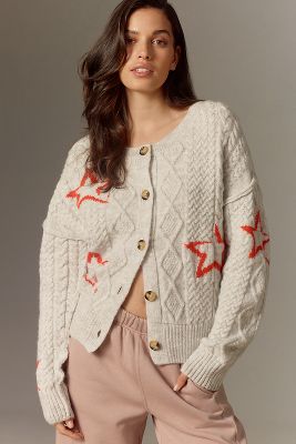 Maeve Graphic Intarsia Cardigan Sweater In Multicolor