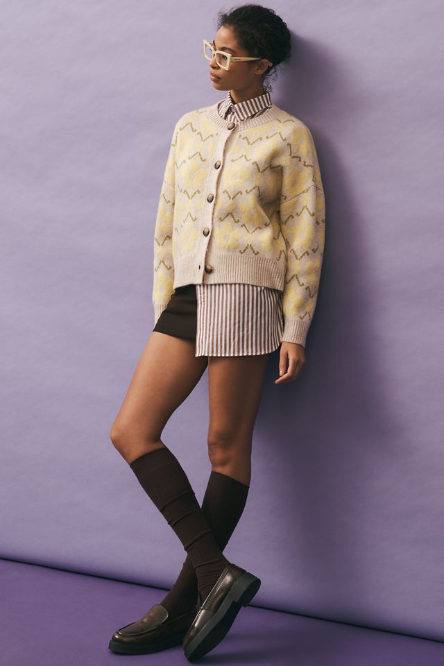 Maeve Graphic Intarsia Cardigan Sweater | Anthropologie