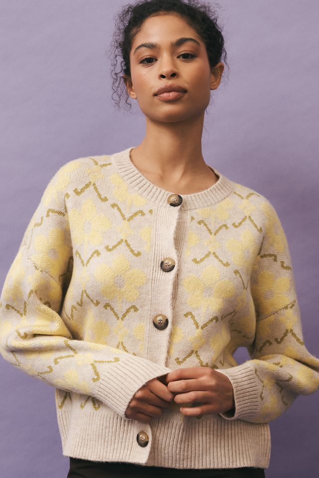 Maeve Graphic Intarsia Cardigan Sweater | Anthropologie