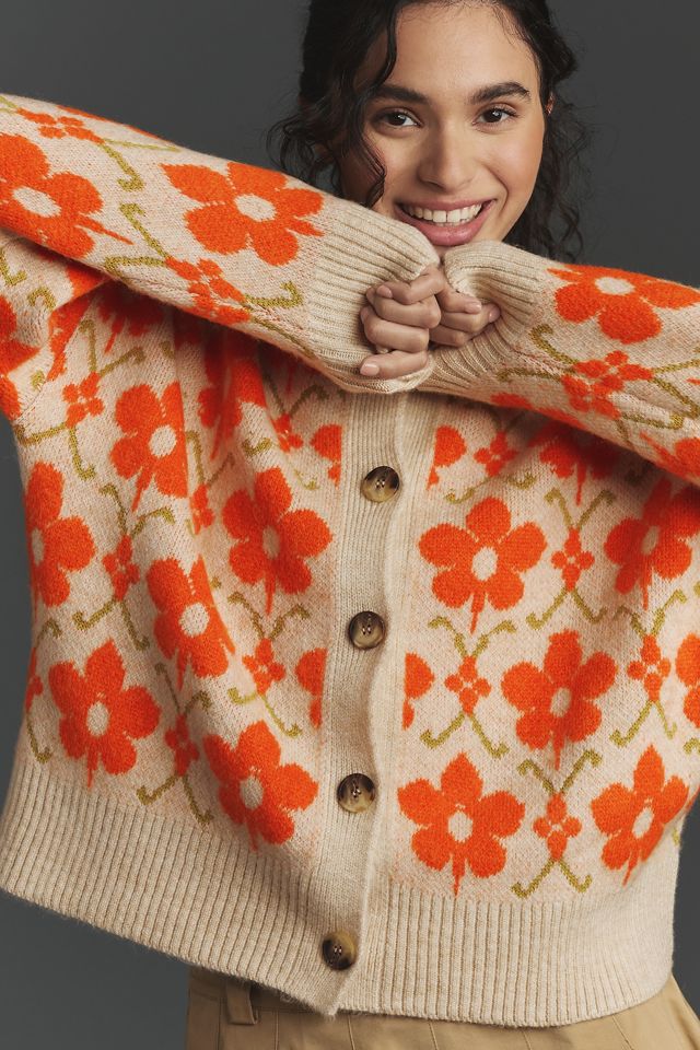 Maeve Pop Floral Cardigan Sweater