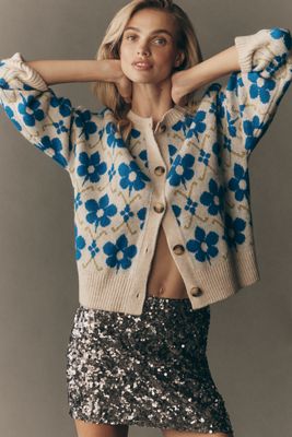 Maeve Graphic Intarsia Cardigan Sweater