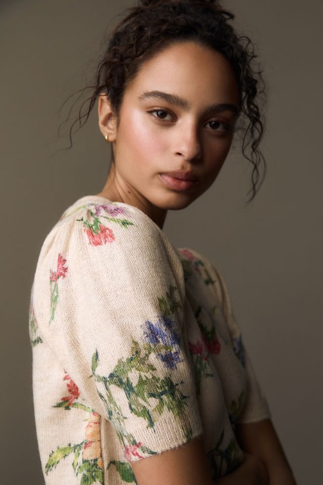 The mollie short sleeve printed sweater by anthropologie anthropologie