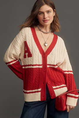 Maeve Oversized Varsity Cardigan Sweater | Anthropologie