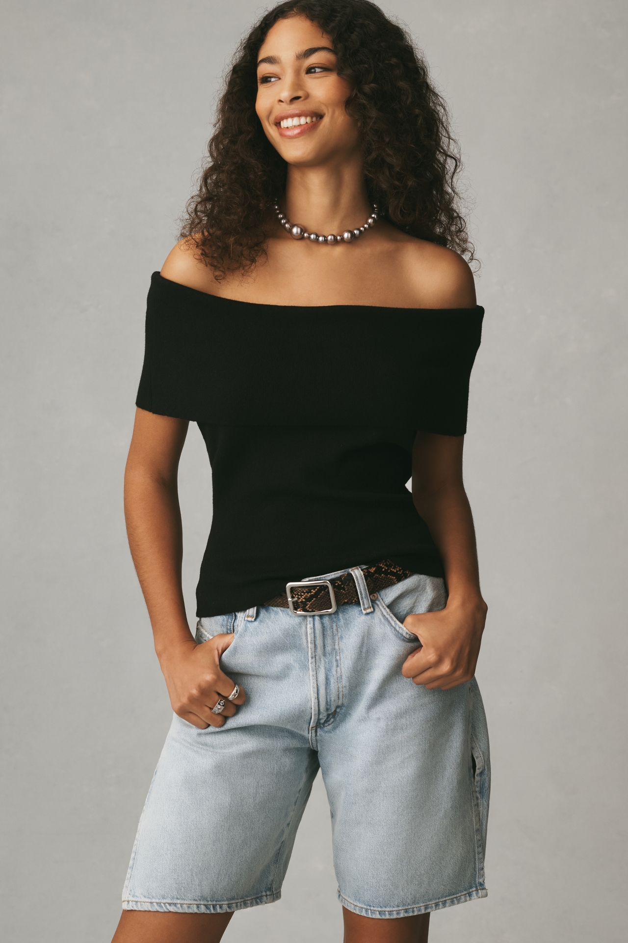 By Anthropologie Off-The-Shoulder Sweater Tank