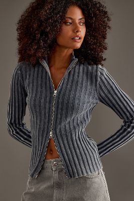 Shop Samsoe & Samsoe Samsoe Samsoe Sakristi Ribbed Zip Cardigan In Multicolor