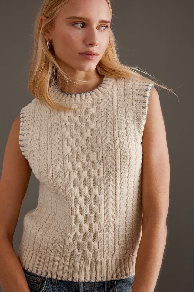 Blake LDN Mercer Wool Cable Knit Sweater Vest #3