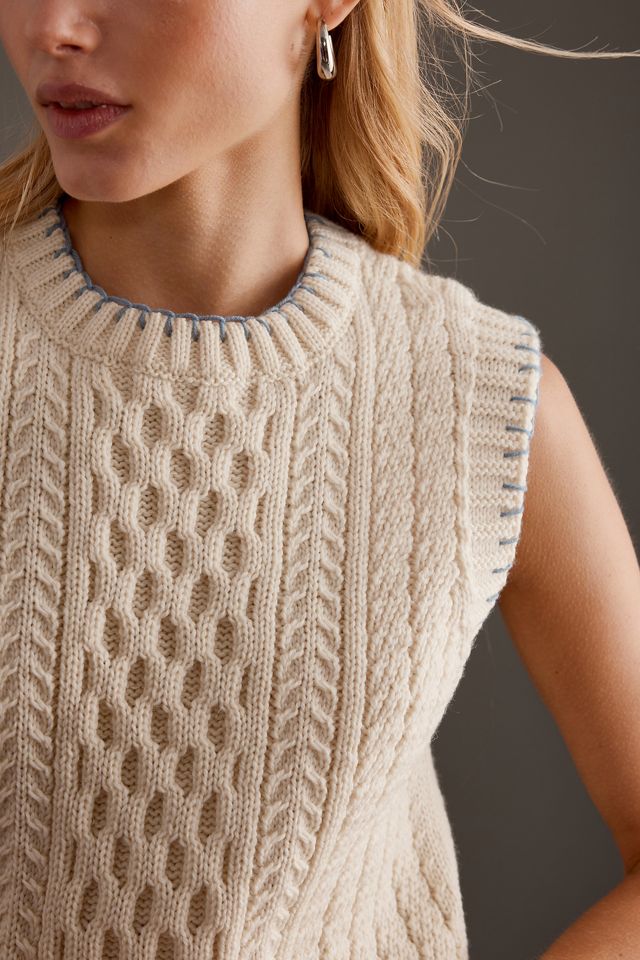 Blake LDN Mercer Wool Cable Knit Sweater Vest #4