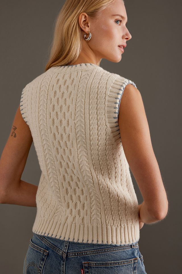 Blake LDN Mercer Wool Cable Knit Sweater Vest #5