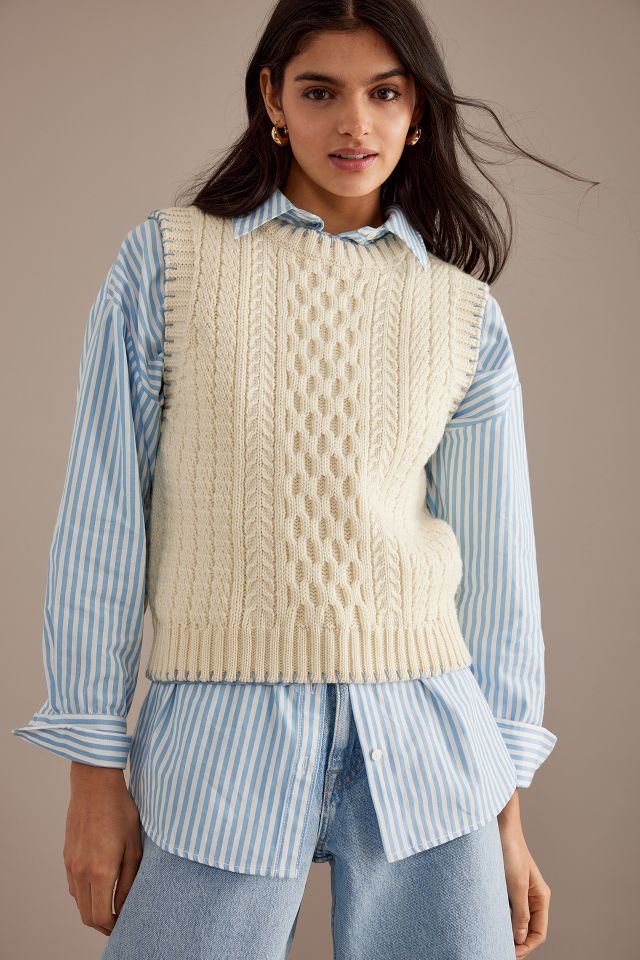 Blake LDN Mercer Wool Cable Knit Sweater Vest | Anthropologie UK