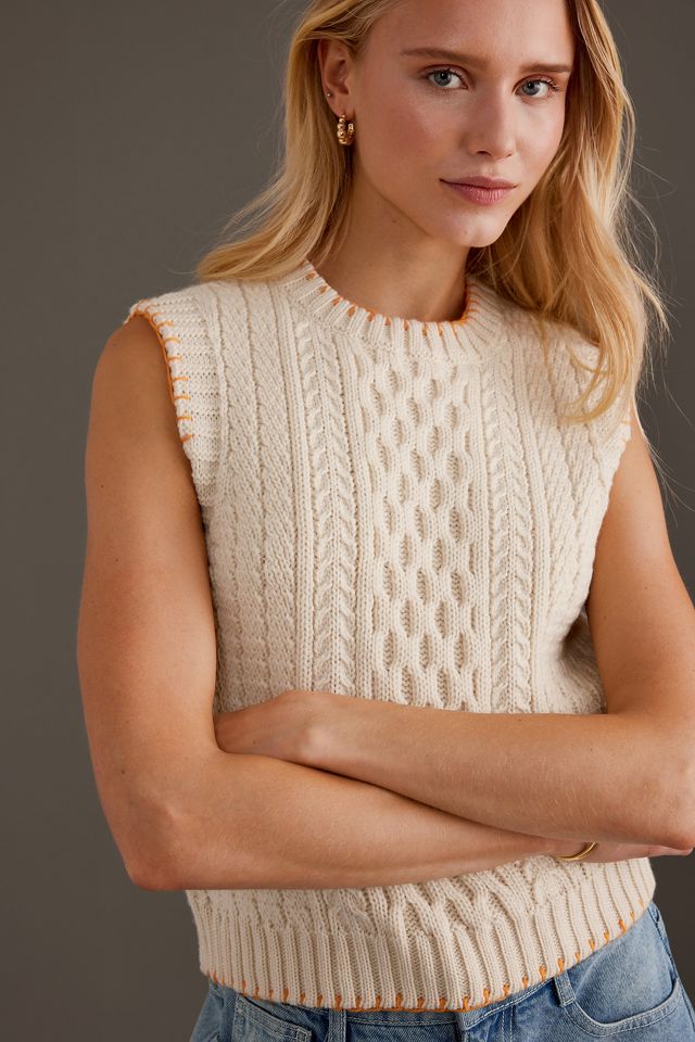 Blake LDN Mercer Wool Cable Knit Sweater Vest #3