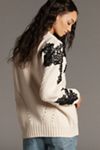 By Anthropologie Embroidered Cable-Knit Cardigan Sweater