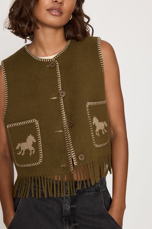 The Tiny Big Sister Horse Embroidered Vest #2
