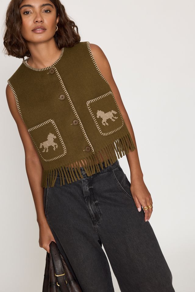 The Tiny Big Sister Horse Embroidered Vest #3