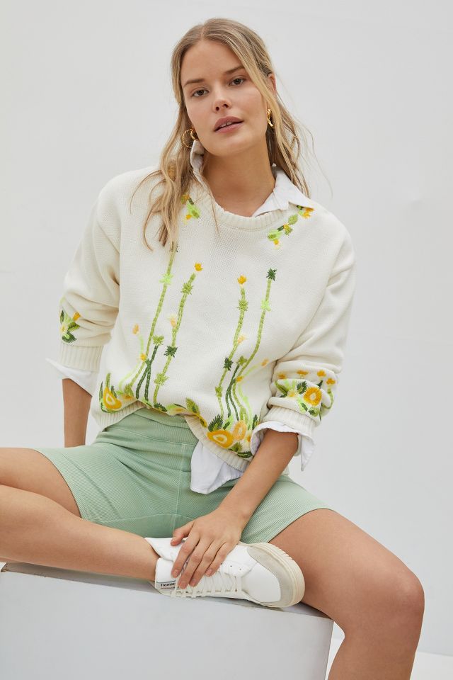 Marigold Embroidered Sweater | Anthropologie