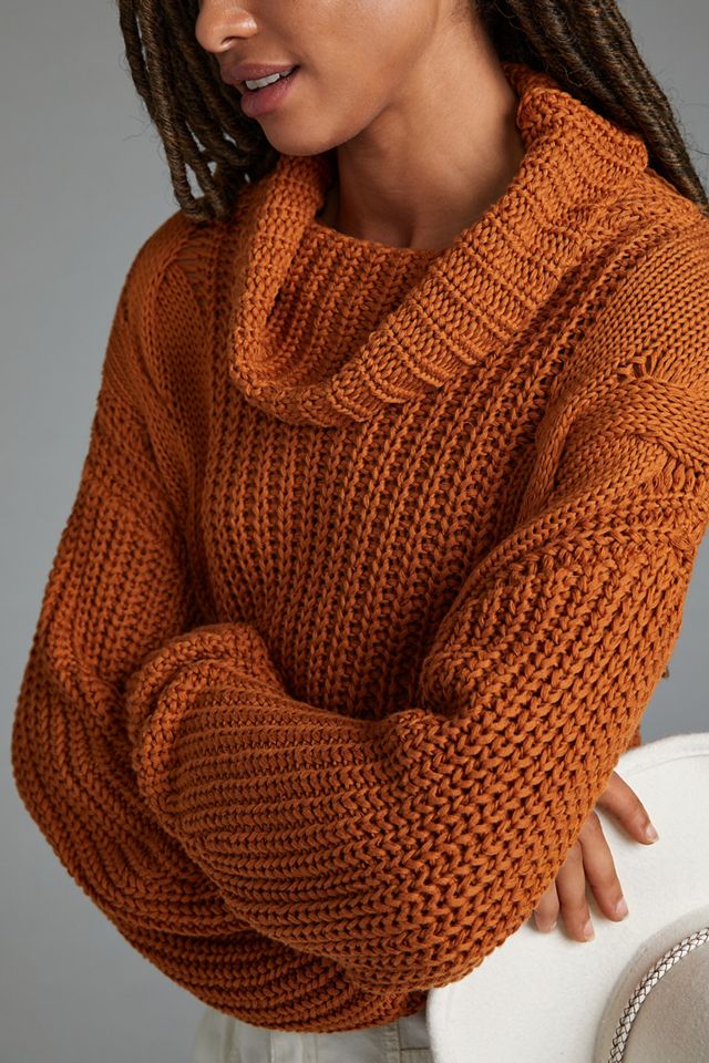 Cowl-Neck Cable-Knit Sweater #2