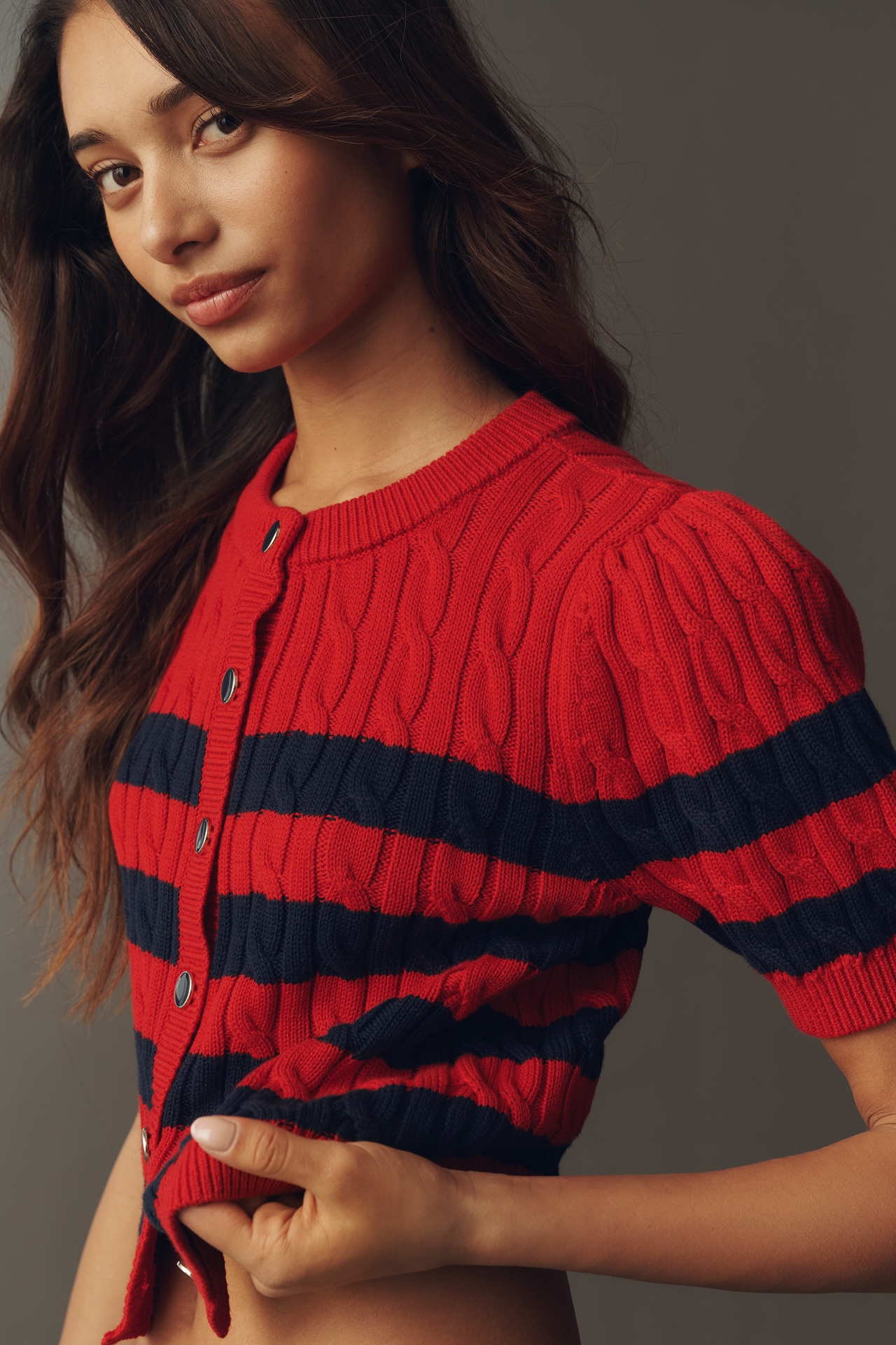 525 Tallulah Cotton Puff-Sleeve Cardigan