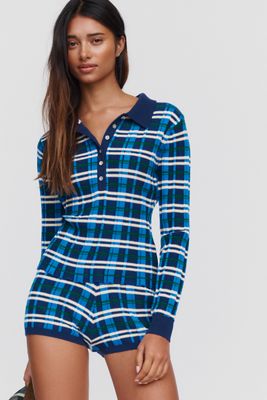 525 Sienna Plaid Ribbed Polo Top