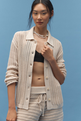 Arlo Crochet Long-Sleeve Buttondown Shirt