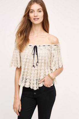 Anaelle Crochet Off-The-Shoulder Pullover