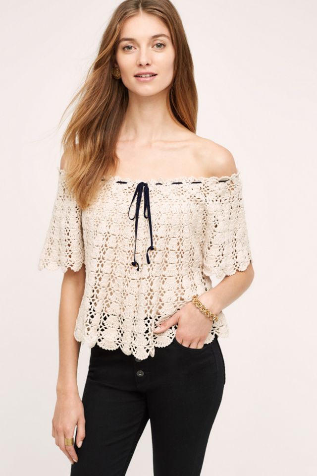 Anaelle Crochet Off-The-Shoulder Pullover