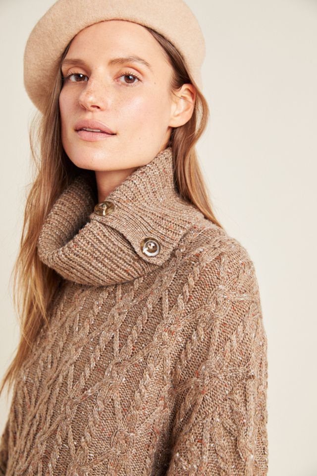 Corinne Cable Knit Poncho #1
