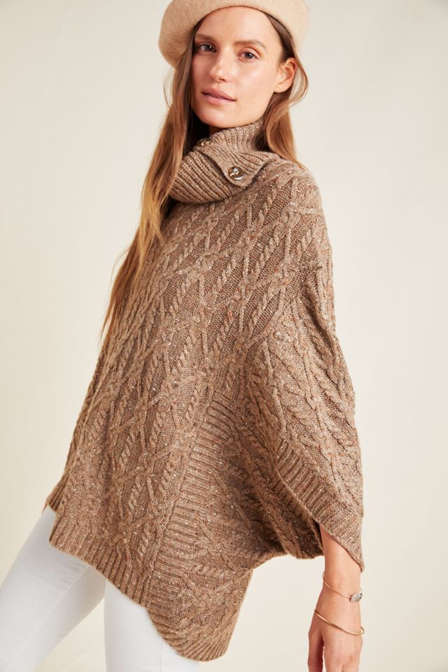 Corinne Cable Knit Poncho #2