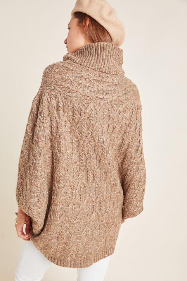 Corinne Cable Knit Poncho #3