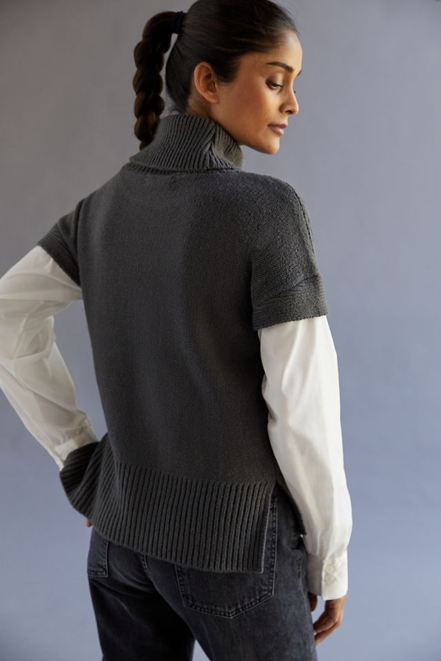 Layered Cable-Knit Turtleneck Sweater Tee #1