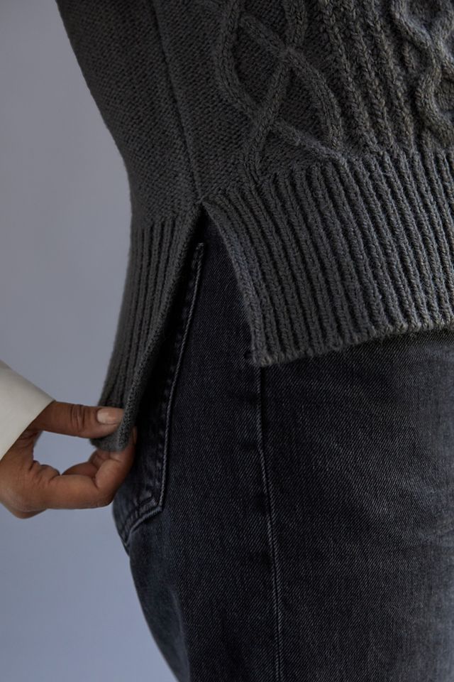 Layered Cable-Knit Turtleneck Sweater Tee #2