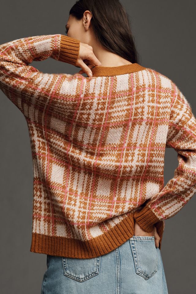 By Anthropologie Plaid Cardigan Sweater #1