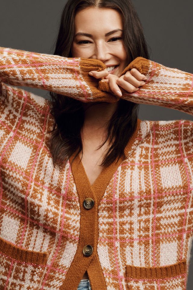 By Anthropologie Plaid Cardigan Sweater #2