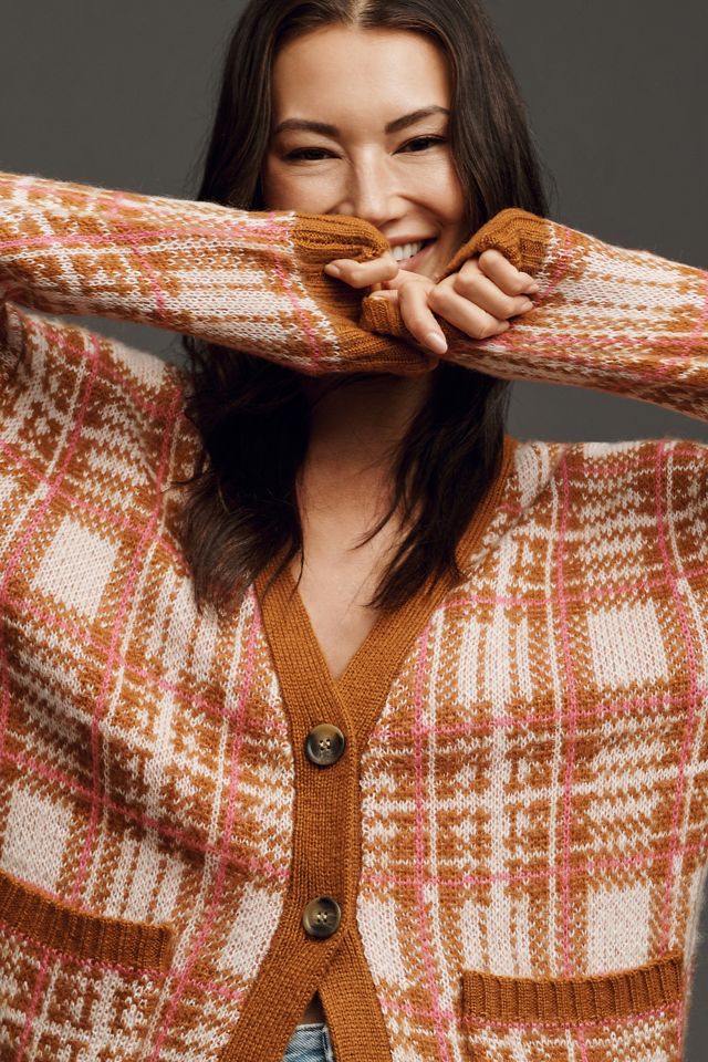 By Anthropologie Plaid Cardigan Sweater