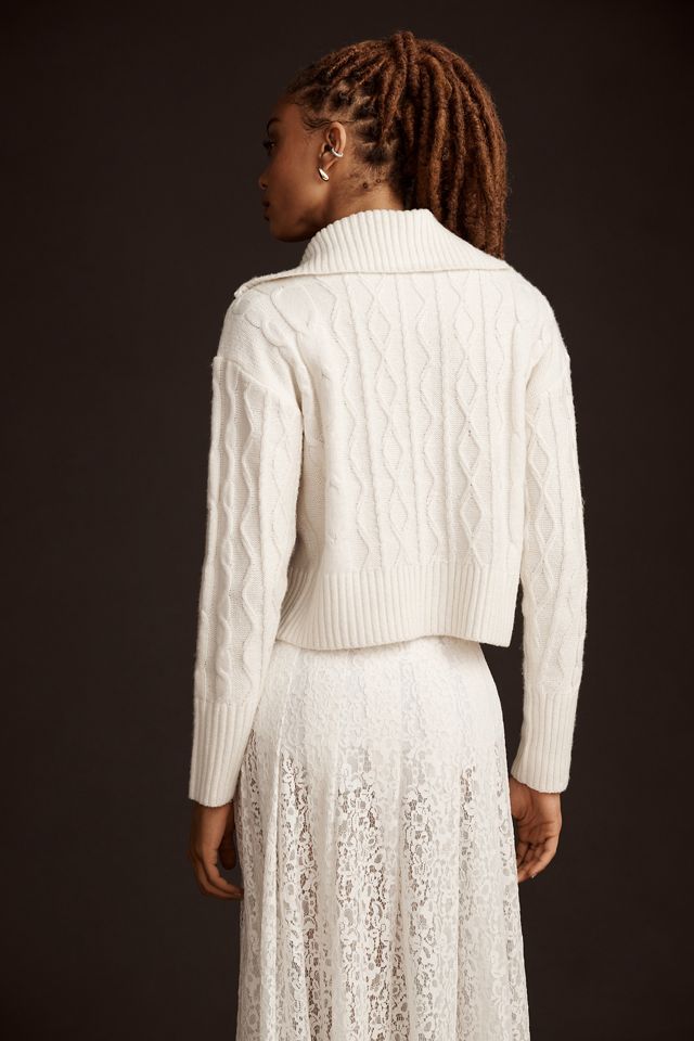 By Anthropologie Cable Zipper Cardigan Sweater #3