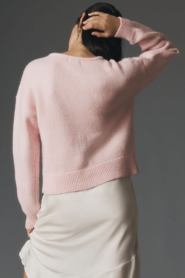 maeve bow tie pointelle cashmere cardigan