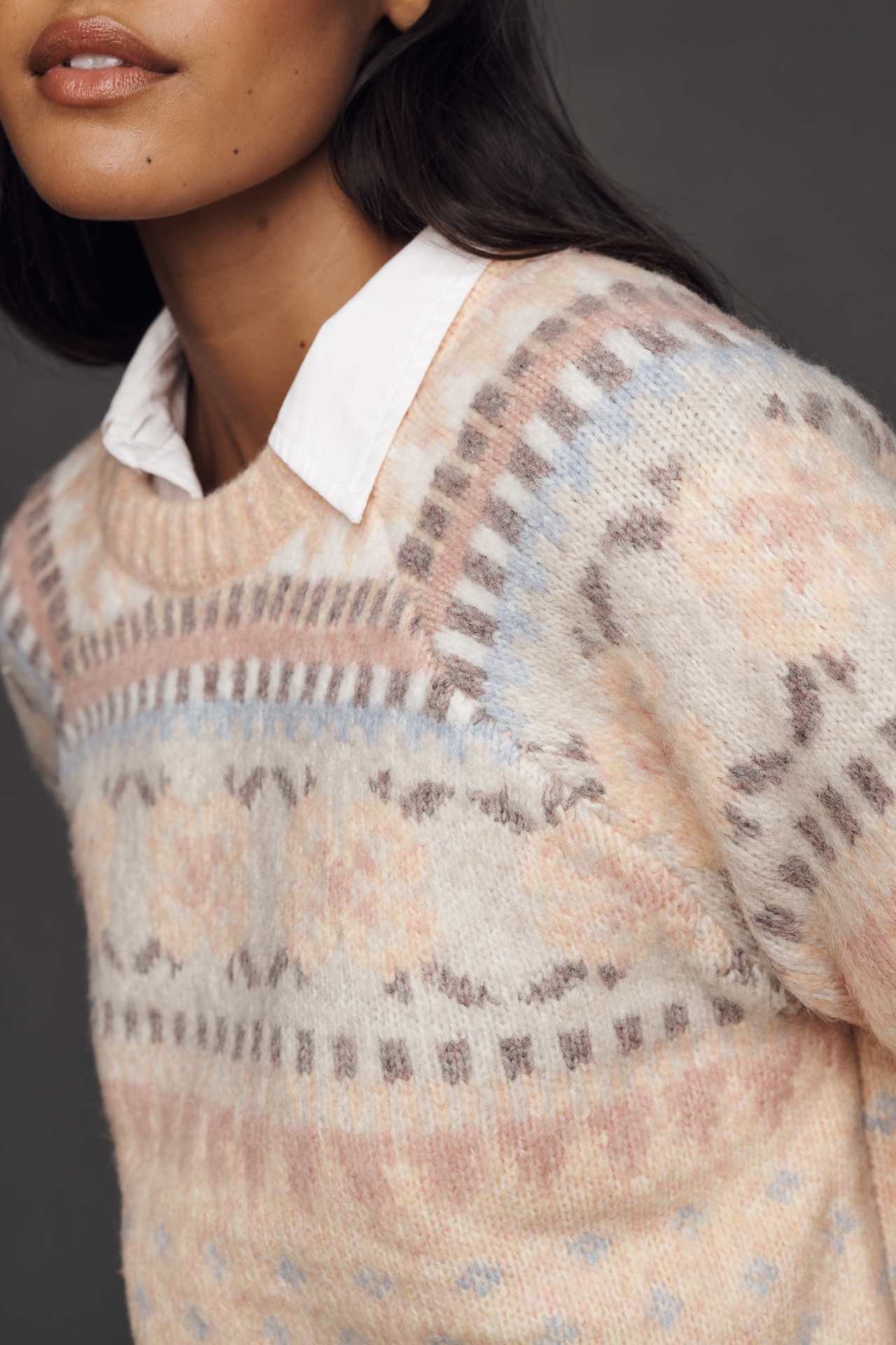 Design History Pastel Long-Sleeve Crewneck Sweater