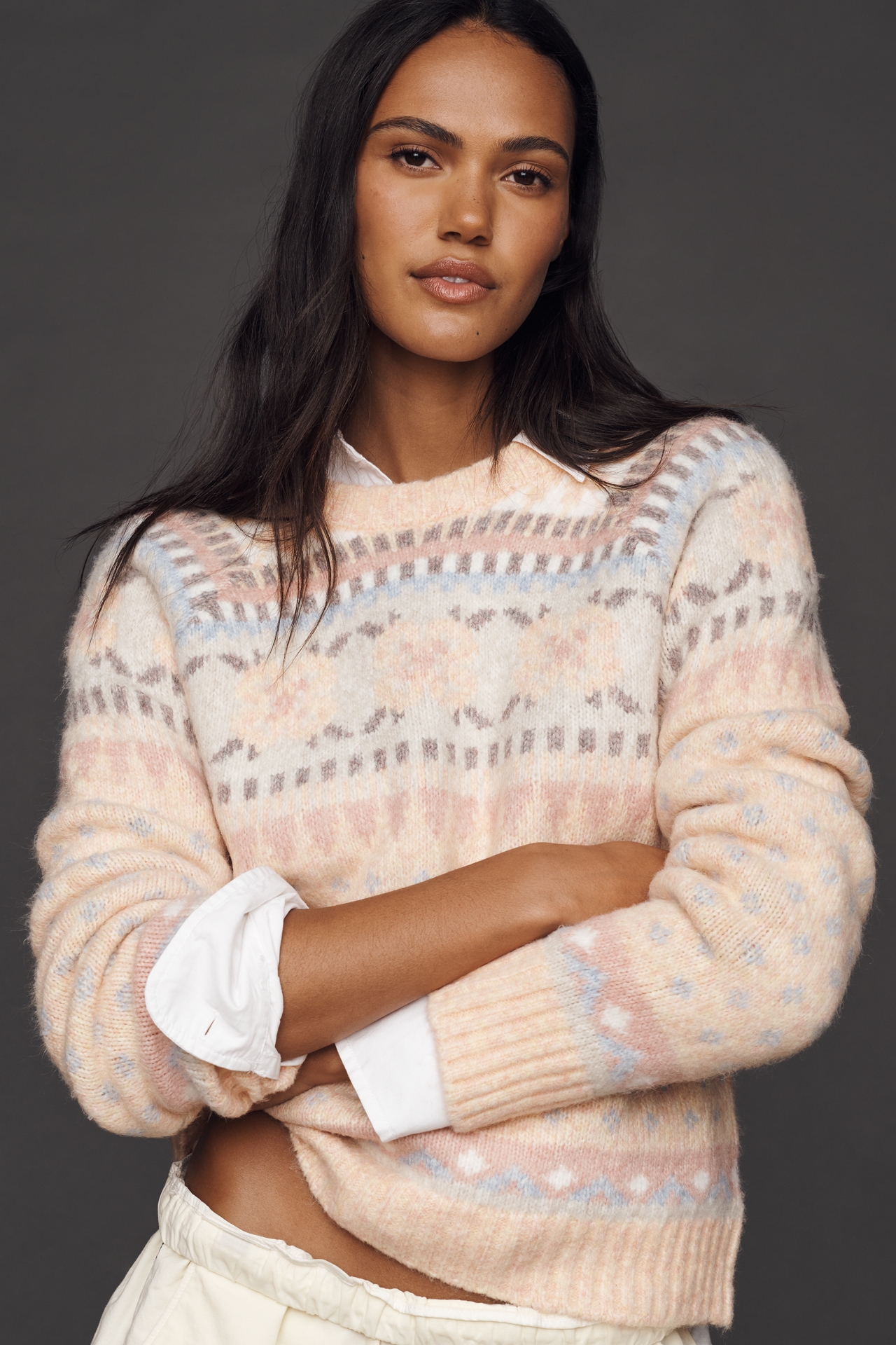 Design History Pastel Long-Sleeve Crewneck Sweater