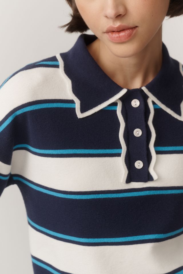 Maeve Boxy Scalloped Polo Shirt #1