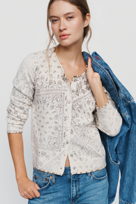 Pilcro Bandana Print Cardigan In Black
