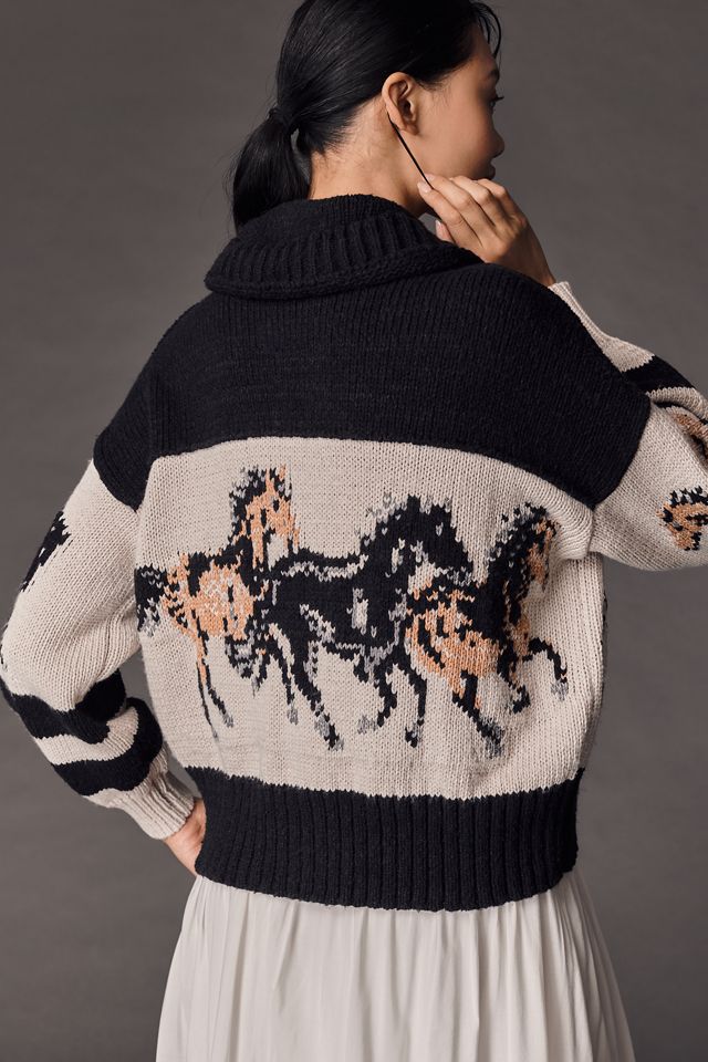 Pilcro Horse Graphic Cardigan Sweater #2