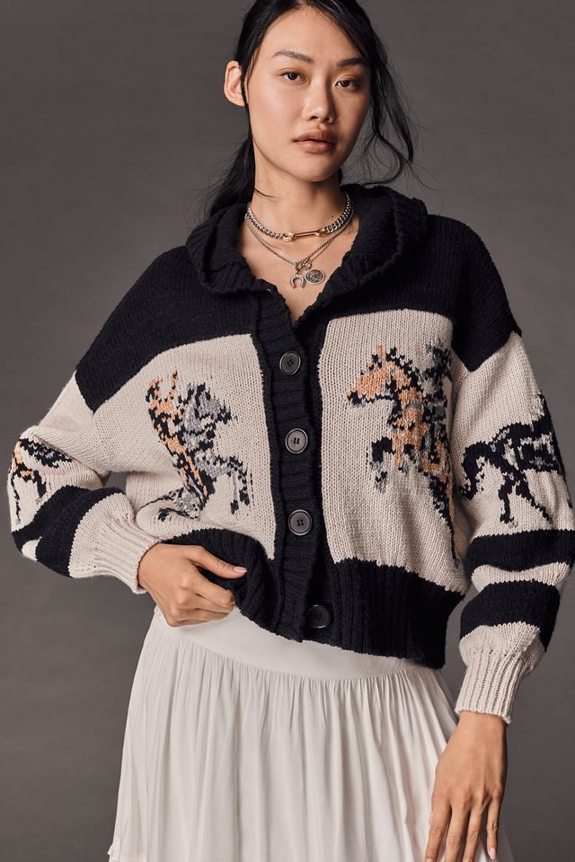 Pilcro Horse Graphic Cardigan Sweater #1