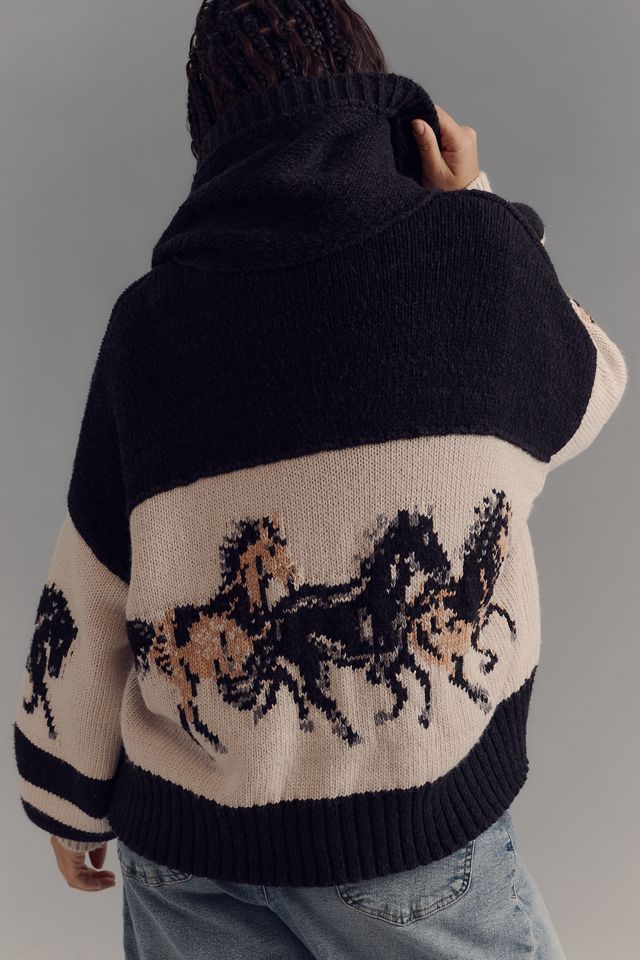 Pilcro Horse Graphic Cardigan Sweater #6