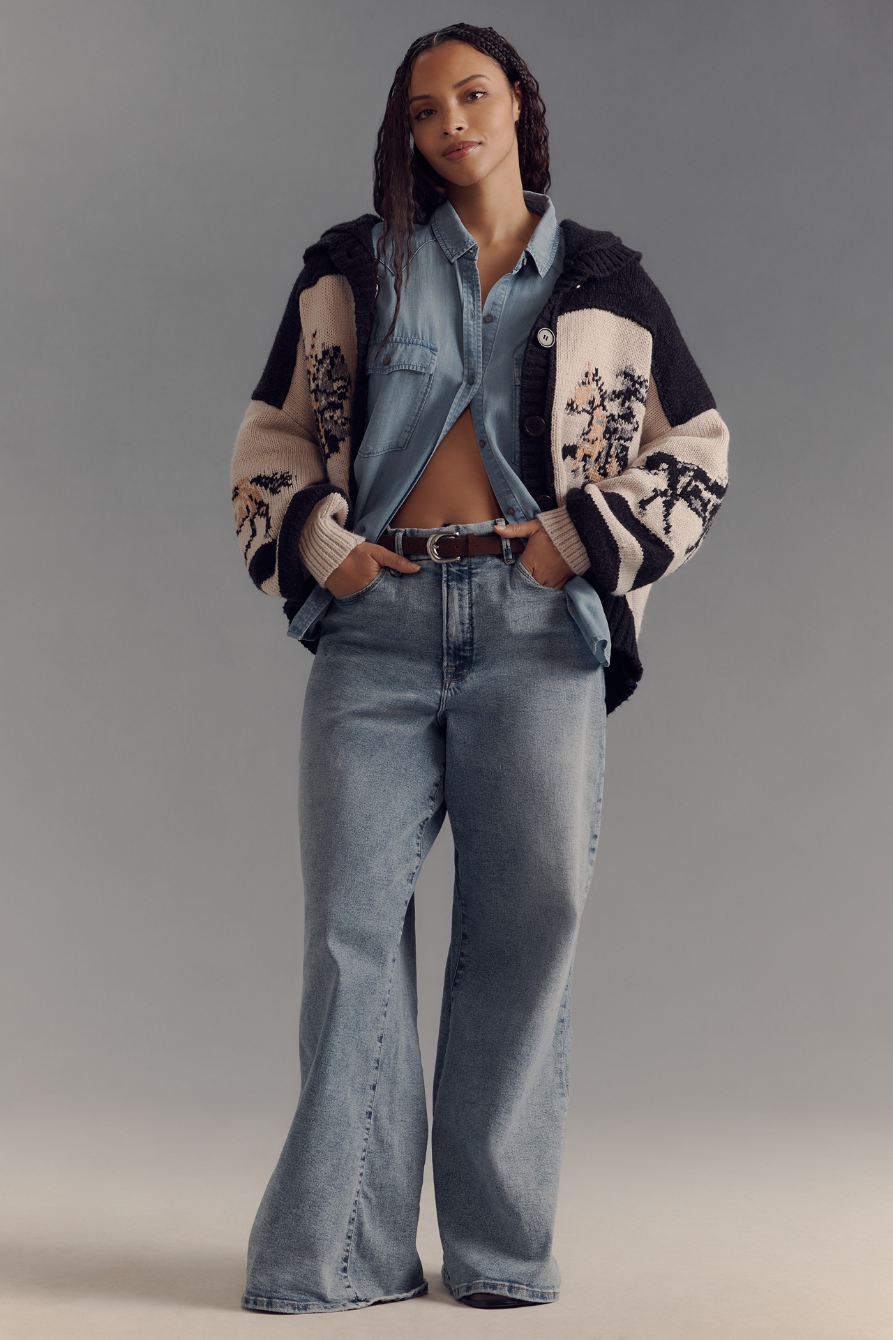 Pilcro Horse Graphic Cardigan Sweater