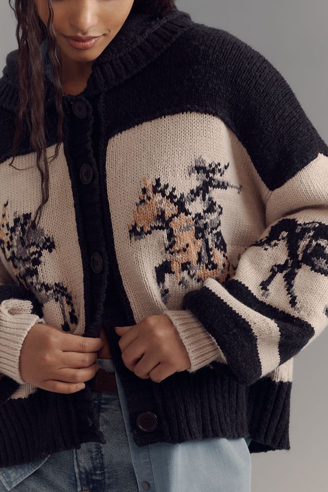 Pilcro Horse Graphic Cardigan Sweater #8