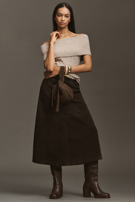 Pilcro Wool-blend Off-shoulder Sweater In Black