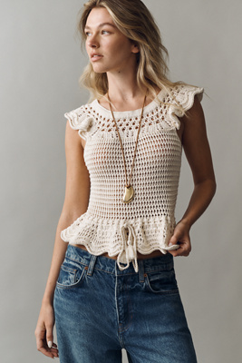 Bishop + Young Bella Cotton Peplum Sweater In White