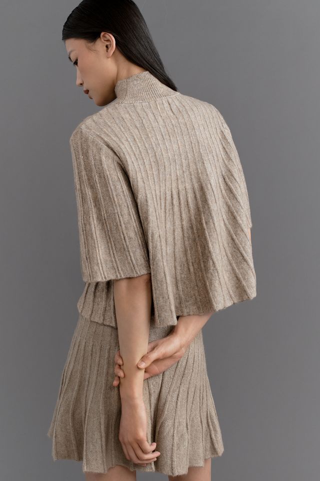Maeve Short-Sleeve Mock-Neck Swing Sweater #2