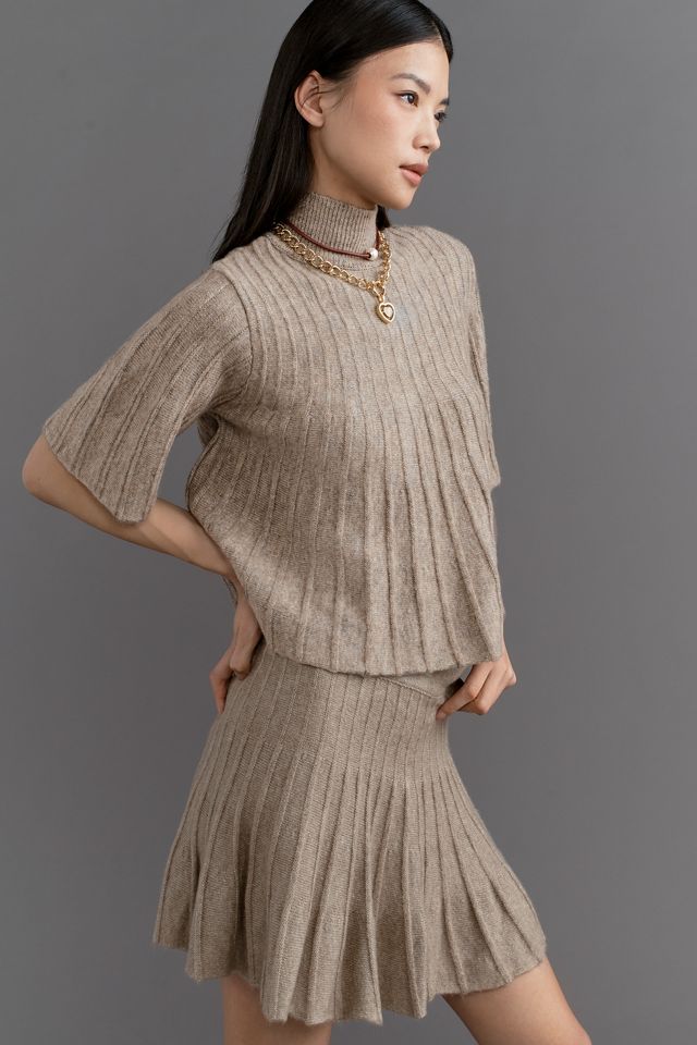 Maeve Short-Sleeve Mock-Neck Swing Sweater #3